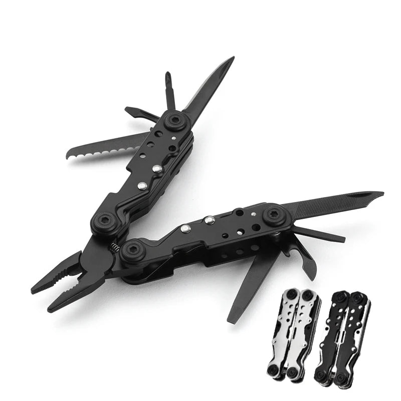Hot Selling DIY OEM Multi-Functional Serrated Stainless Steel Pocket Pliers Tool Kit with Wire Cutter Folding Pliers