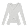 Women's Y2K Fashion Casual Knitted Pullover Sweater Winter Crew Neck Long Sleeve with Irregular Cross Hollow Design for Autumn