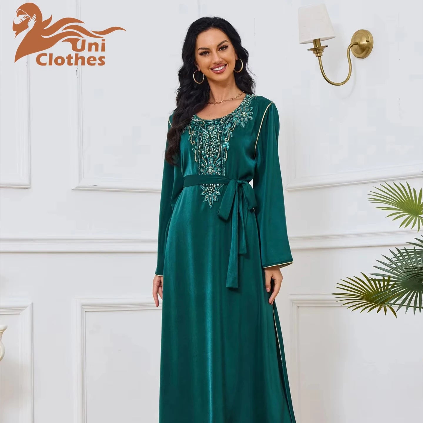 MT027 Wholesale Ramadan Stain Muslim Long Sleeve Elegant Muslim Dubai Kaftan Abaya Islamic Clothing