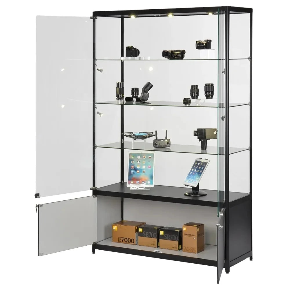 Displays D-340 Wholesale Full Vision Glass Retail Display Showcase Wall Case Customizable Size Knockdown Freestanding