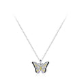 New Arrival Women's 925 Sterling Silver Butterfly Pendant Necklace with Zircon Fine Enamel Jewelry Fantasy Clavicle Chain
