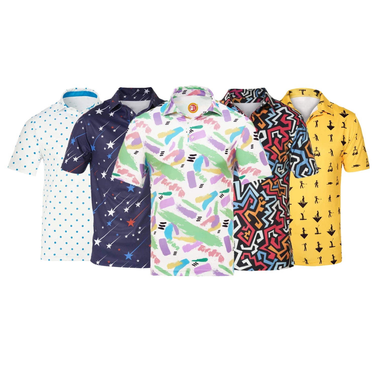 Custom logo Pattern Embroidered Polyester Spandex Performance Stiff Collar Golf Pique Fabric Sublimated Print Polo Shirts