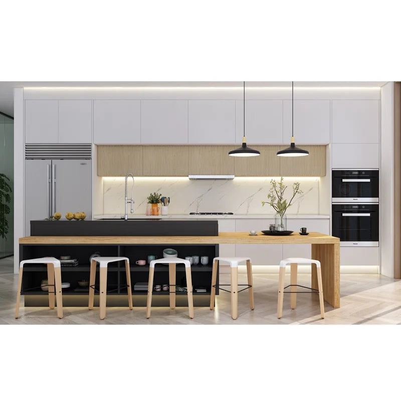 CBMmart Black Matt Lacquer European Style Ready Assemble Modular Islands Handles Cheap Laminated Modern Custom Kitchen Cabinet