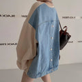 Boutique Wholesale 2026 Spring Lazy Style Round Neck Patchwork Denim Letter Print Loose and Versatile Women's Sweatshirts