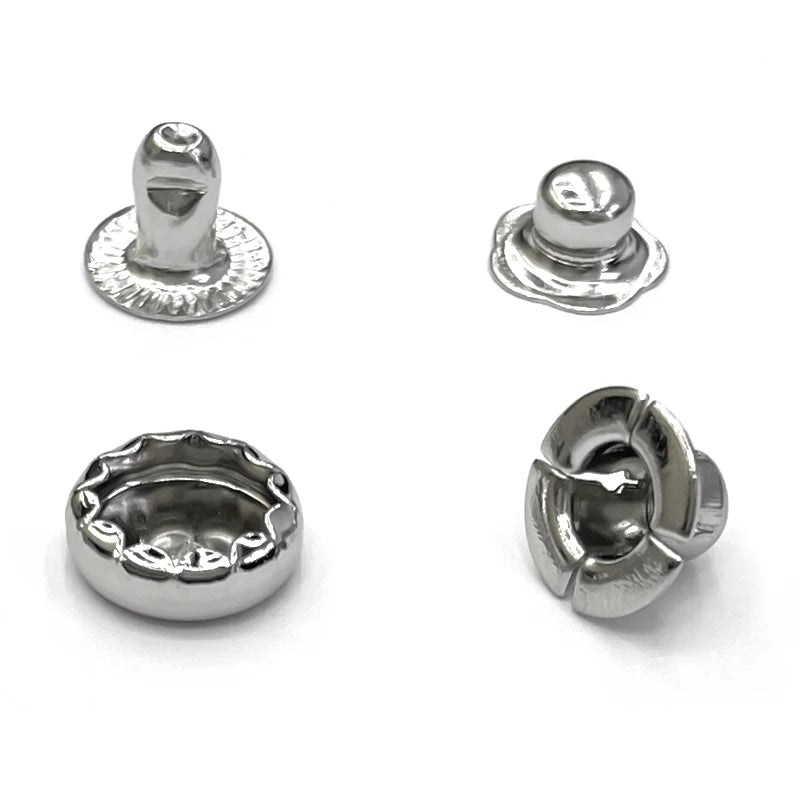 10 mm Small Metal Snaps Wallet Fastening Leather Rivets Clasp Silver Nickel Flower Shape Snap Fastener Buttons Jacket Bag Buckle