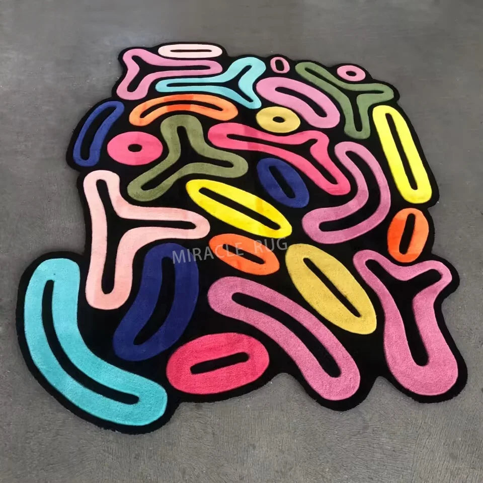 Modern Design Acrylic Tufting 3D Shape Rug Design Graphic Designer Custom Carpet