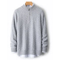 Custom Logo Luxury Wool Men Polo Sweater Quarter Zip Pullover Knitwear Long Sleeve Knitting Crew Neck Winter Men's Jumpers
