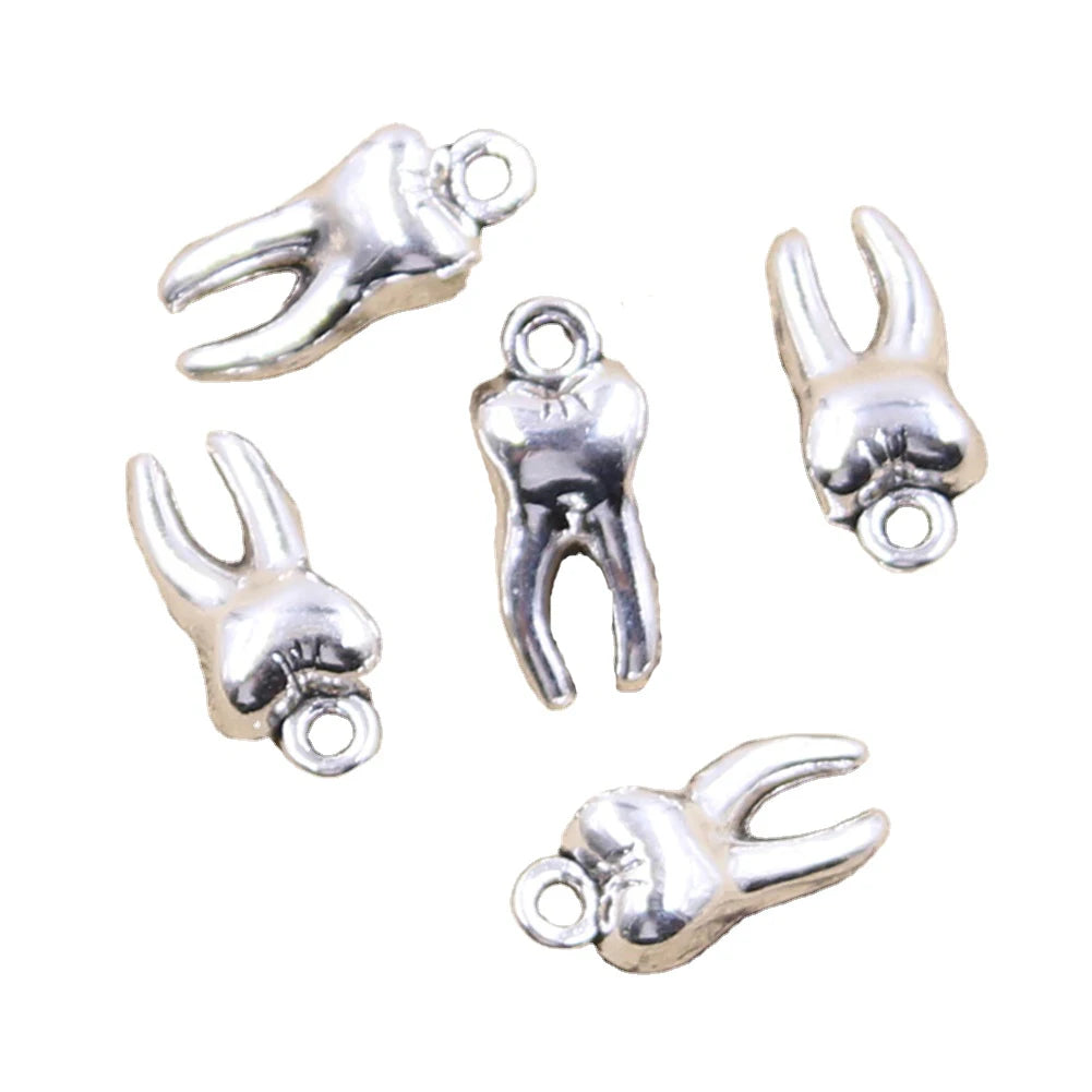 3D Zombie Tooth Teeth Molar Charms Handmade Making FitVintage Tibetan Silver Color PendantsDIY for Bracelet Necklace 16x8x5MM