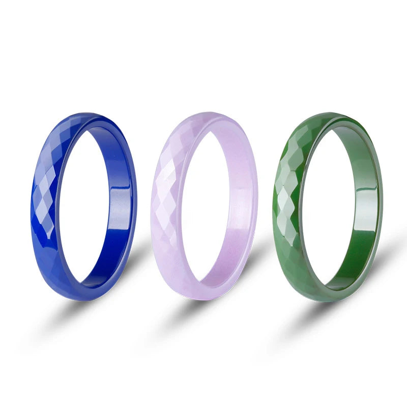 OAHLAN Customized 3mm Rhombic Shape Cut Ceramic Rings Men Women Engagement Band Wholesale