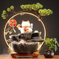 2024 Ornament Indoor Smoke Water Fountain With Fish Tank for Home Office Desktop Decor Led Light Backflow Waterfall Incense Burn
