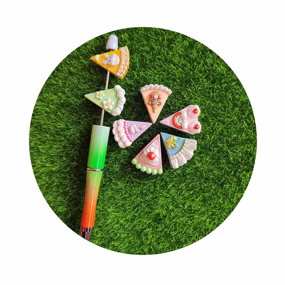 Beads for Jewelry with Hole Triangle Cake Acrylic Loose Spacer Beaded DIY Pen Embellishment Jewelry Accessories