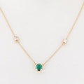 Fine Jewelry Necklaces Lab Emerald columbia Stone Round Shape Diamond Necklace 14k Gold 17 Inches.