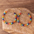 Bohemia 2x4mm Rainbow 7 Chakra Natural Stone Jasper Beads Hoop Earrings Boho Gemstone Beaded Dangle Earrings for Women Wholesale