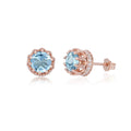 YBO Luxury Jewelry Customized Rose Gold Stud Earrings Natural Round Topaz with Geometric Pattern Trendy for Weddings Parties