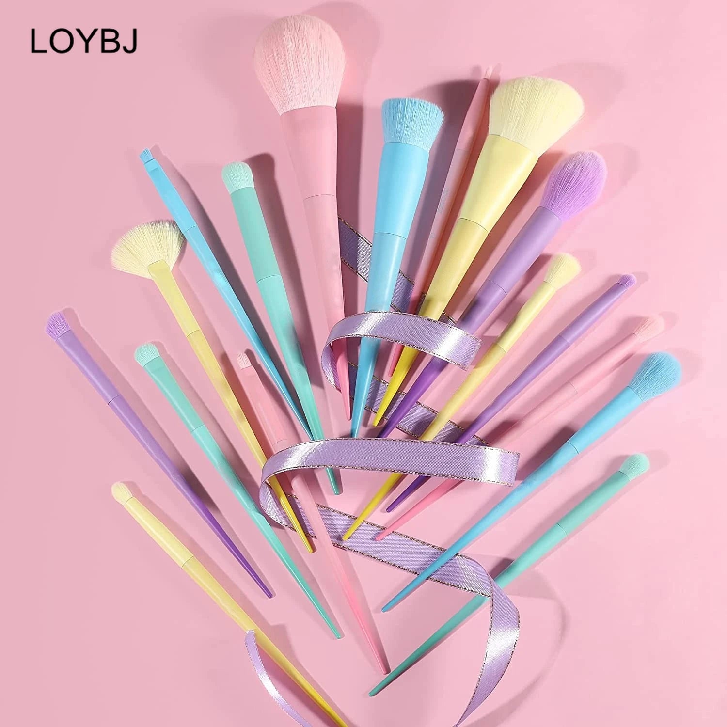 17pcs Colourful Makeup Brushes Set Candy Color Soft Synthetic Hair Plastic Handle Professional Face Concealer Shaving Brush