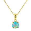 Popular 18k Gold Plated Opal Necklace Jewelry 925 Sterling Silver Blue Opal Pendants Necklace for Women