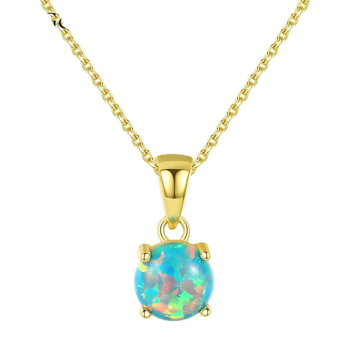 Popular 18k Gold Plated Opal Necklace Jewelry 925 Sterling Silver Blue Opal Pendants Necklace for Women