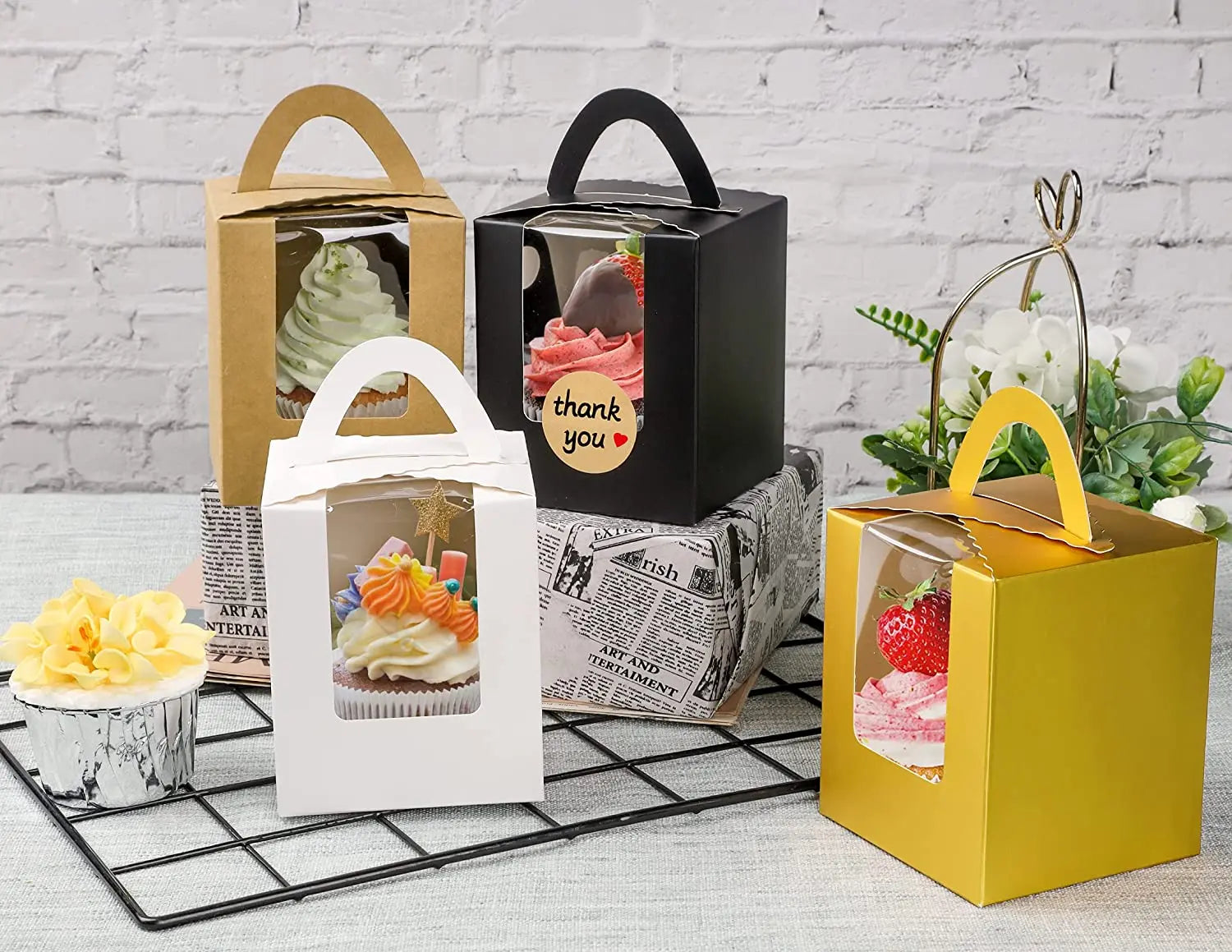 Cake Box 10x10x4 Tall 8x8x12 Black Single Transparent Letter Cupcake White Small Cake Door Gift Paper Box