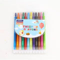 Physical Store Hot Selling 12 Colors Twist up Plastic Crayons Set for Kids