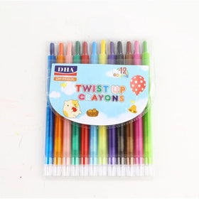 Physical Store Hot Selling 12 Colors Twist up Plastic Crayons Set for Kids