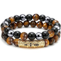 8mm Tiger Eye Triple Protection Bracelet for Men Lucky Bracelet for Boyfriends Holiday Birthday Gifts