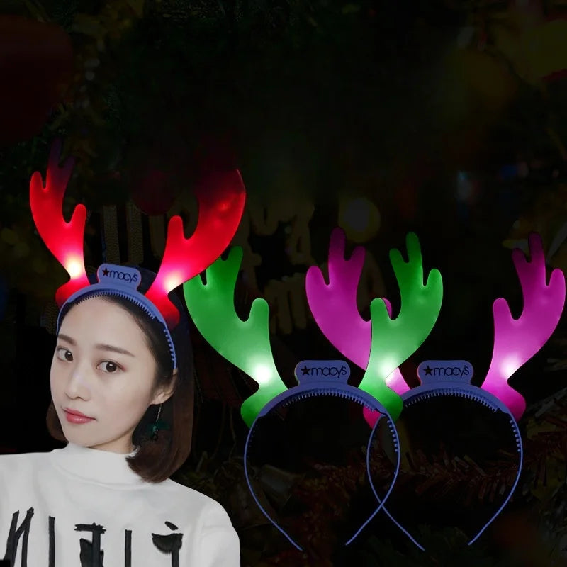 Christmas Party Props LED Antler Luminous Hair Hoop Concert Cheering Headband for Graduation Ramadan Diwali Thanksgiving