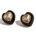 Colorful Chunky Enamel Y2K Heart Jewelry Shiny Cubic Zirconia Stainless Steel Exquisite Stud Earrings for Women