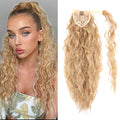 AliLeader Synthetic 22" Curly Corn Wavy Ponytail Wrap Around Hairpiece Magic Paste Black Pony Tail Long Ponytail for Women