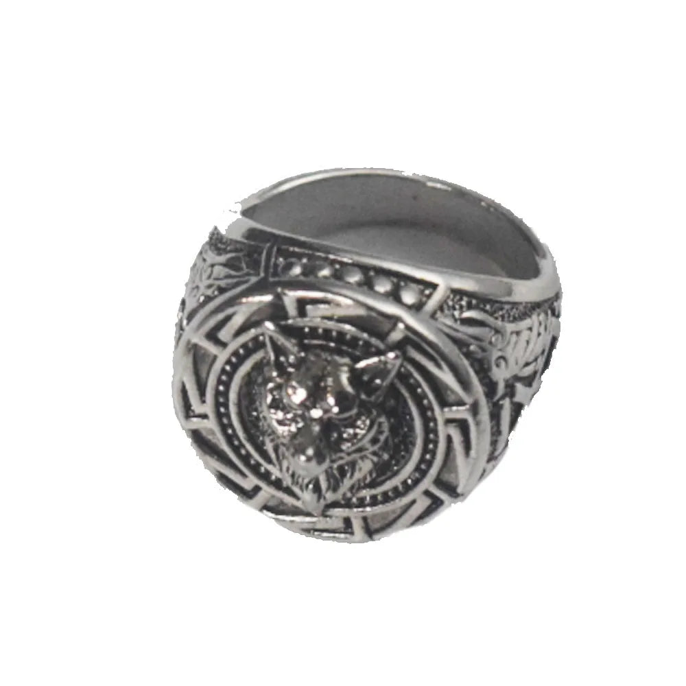 Fashion Brass Alloy Viking Warrior Wolf Head Charm  Rings for Men Retro Celtic Wolf Totem  Finger Ring Jewelry
