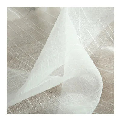 M&Y Home Jacquard Organza Factory Supply Jacquard Curtain Modern Simple White Tulle Curtains for Living Room Striped Voile Faux