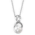 CAOSHI Classic Triangle Inlaid Round Imitation Pearl Pendant Women Necklace for Engagement Wedding Pearl Elegant Woman Necklace