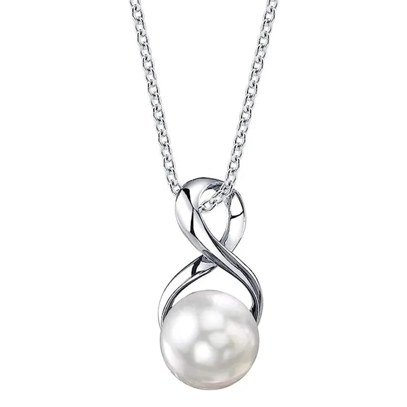 CAOSHI Classic Triangle Inlaid Round Imitation Pearl Pendant Women Necklace for Engagement Wedding Pearl Elegant Woman Necklace