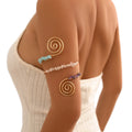 Bohemian Beaded Natural Crushed Stone Gold Plated Women's Arm Cuff Bracelet Summer Party Fashion Upper Arm Band