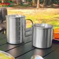 Nicety Stainless Steel Cup for Hiking Camping Picnic Carabiner Mug with Lid Outdoor Metal Portable Cup for