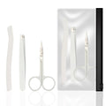 2024 New Style 3pcs Makeup White Tweezers Extension Scissor Razor Eyebrow Grooming Kit for Eyebrow Trimmer
