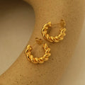 18k Pvd Gold Plated Cute Rope Chain Fashion Unique Hoop Earring Wholesale Custom Stainless Steel Jewelry