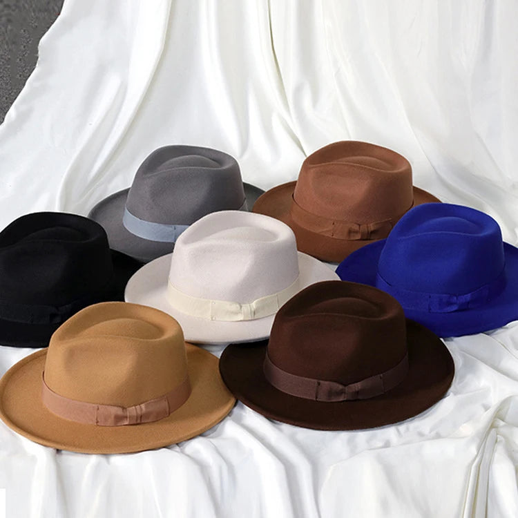 Wholesale Rhinestone Sombrero Cowboy Men Classic Floppy Bow-Knot Wide Brim Wool Felt Women Unisex Shinehats Bands for Fedora Hat
