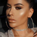 HOVANCI Hips Hop 30 to 80mm Sparkling Crystal Big Round Circle Hoop Earrings Silver Bling Diamond Large Hoop Earrings MegaBDM