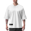 Muscleguys Mesh V Neck Oversized Half Sleeve T Shirt Mens Street Hip Hop Fitness T-shirt Loose Gym Clothing Bodybuilding Tshirt