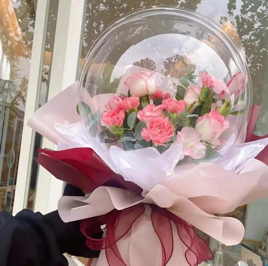 Hebei Huiya New Design Acrylic Luxury Flower Box Spherical Jigglypuff 20cm Size Embossing Printing Valentine's Day Gift 60