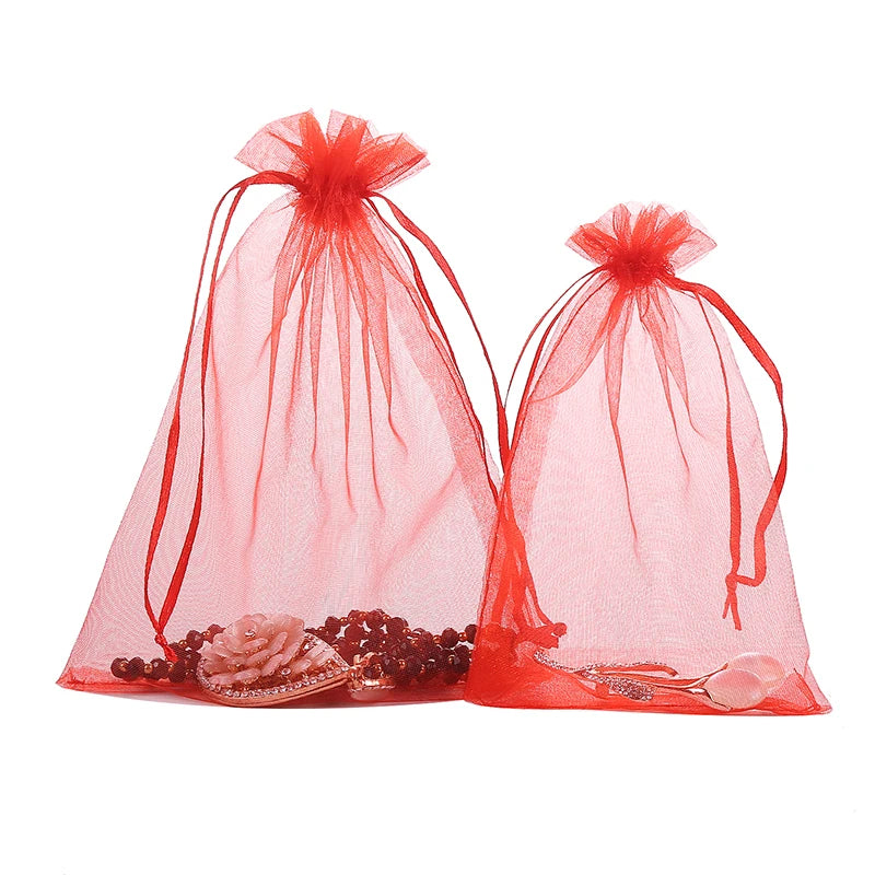 Linna Custom Logo Accept Organza Drawstring Bags for Wedding Jewelry Candy Packaging & Printing Organza Pouches