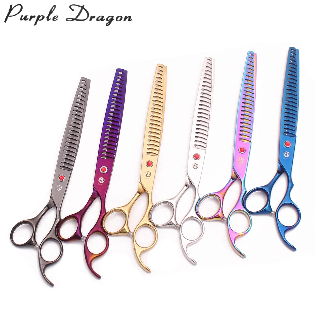 Purple Dragon 8" Japan Stainless Dog Grooming Scissors Chunker Scissors Z3005 Shark Teeth Thinning Scissors