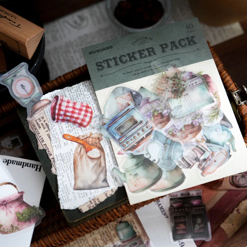 40pcs/pack PET Sticker Pack Nature's Words Series Vintage Literature Handbook Decoration Material