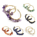 Handmade Stainless Steel Hoop Agate Amethyst GEM Natural Stone Earring Jewelry For Women