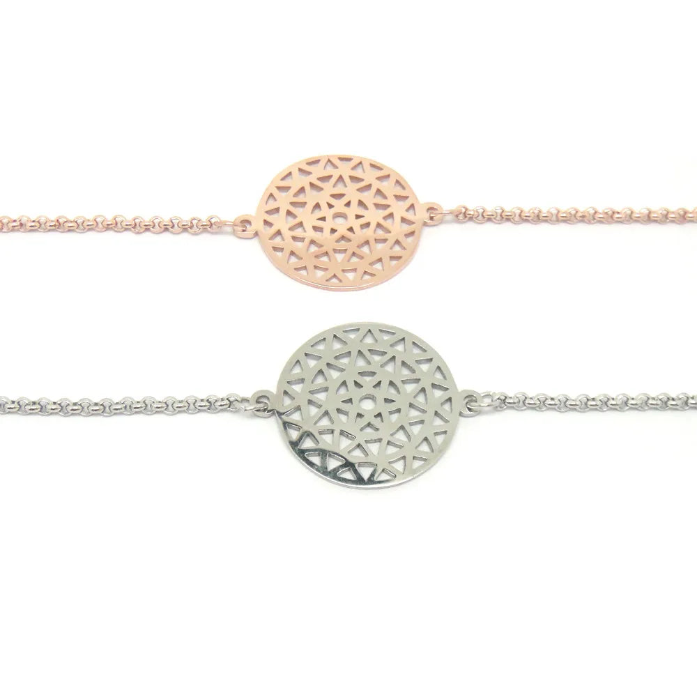 18k Gold Plated Life Flower Seed Pendant Necklace Women Stainless Steel Jewelry Custom Flower Charm Bracelet Mandala Jewelry
