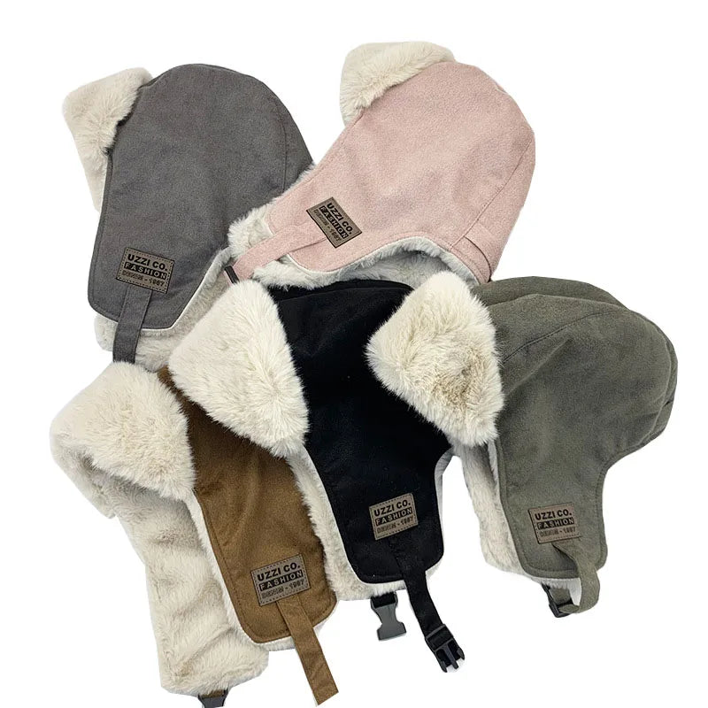 Wholesale Adjustable Woman Winter Lei Feng Windproof Fur Ear Muffs Ear Flaps Plush Down Feather Hat Trooper Ski Hats