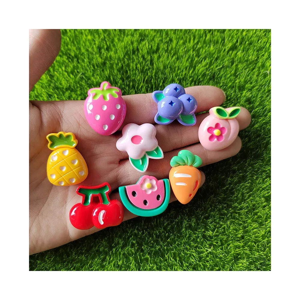 Cute Fruits Theme Resin Flatback Cabochons Strawberry Blueberry for Hairpin Scrapbooking DIY Crafts Making Accessories Charms