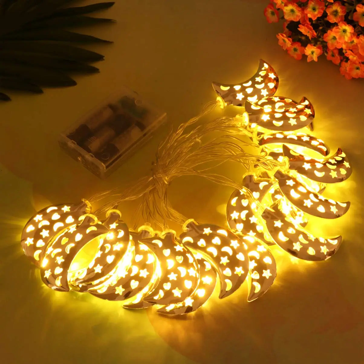 Ramadan Mubarak Decorative String Lights Battery Powered LED Moon Lights for Eid Festival Home Party Decoration XJ0051-A