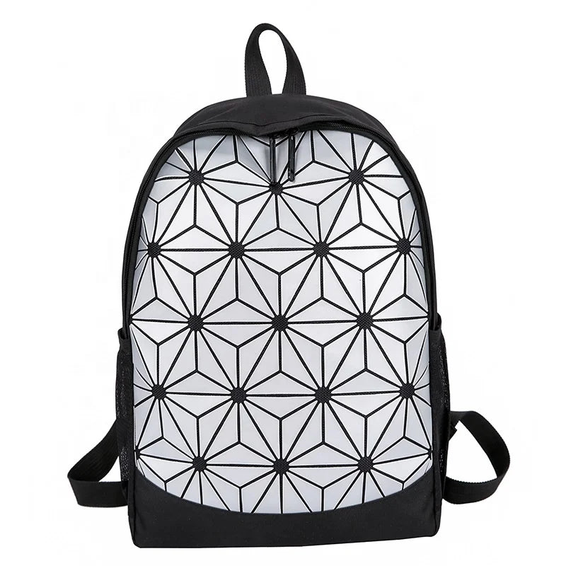 New Geometry Women's Student Backpack Ringer Dazzling Casual Backpack Splicing Schoolbags Men's Travel Bag Daily Lightweight