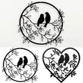 Iron Crafts Birds in Pairs Silhouette on the Tree Metal Pendant on the Wall Tv Wall Hanging